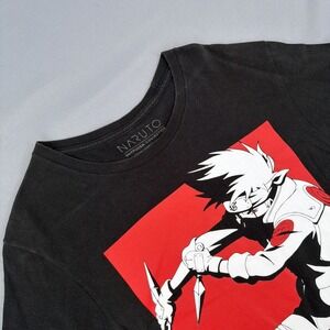 Naruto Anime T Shirt Mens Medium Kakashi Shippuden Graphic Black Manga